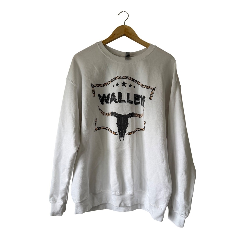Morgan Wallen Bull Skull‎ Leopard Graphic Sweatshirt Large